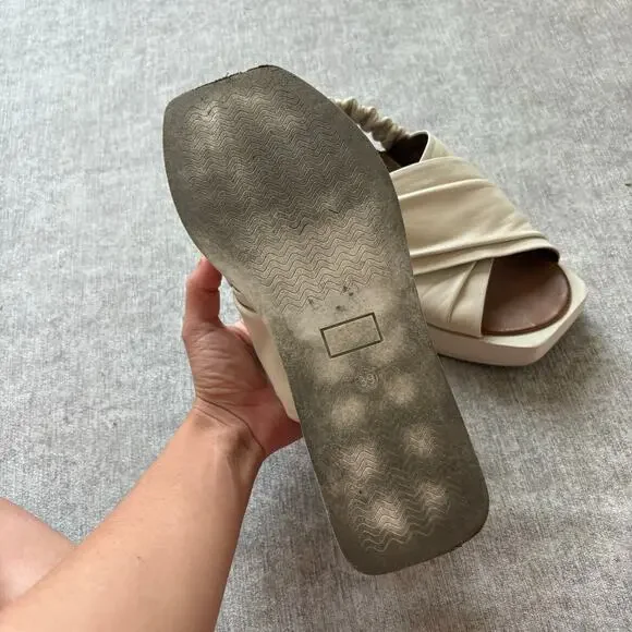 Leather Cream Platform Sandals - Picture 6 of 6